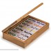 Yellow Mountain Imports Double 6 Dominoes with Colored Numerals in Bamboo Case B0771RV9KD